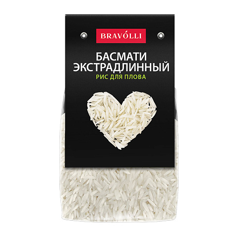 Рис для плова Басмати экстрадлинный, Bravolli, 350 г.